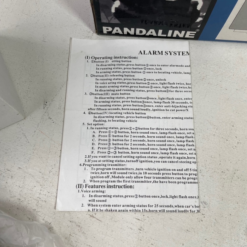 Pandaline 865 Car Alarm System 12V 15W Security Kit with 2 Remote Key Fobs New - Picture 8 of 16